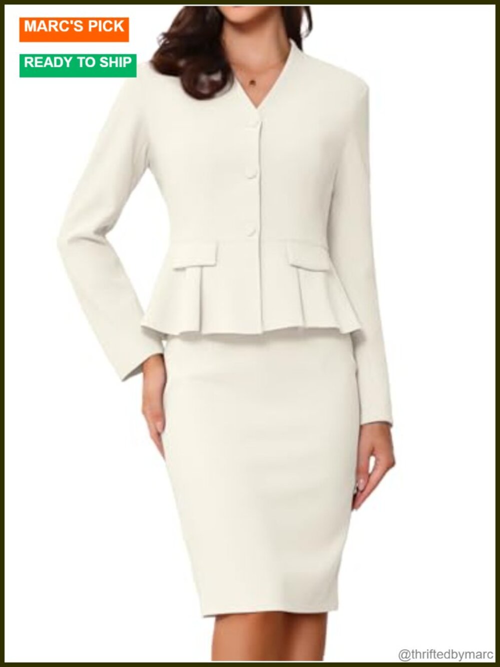 Women's 2 Piece Skirt Suit Set - Business Formal Blazer & Pencil Skirt